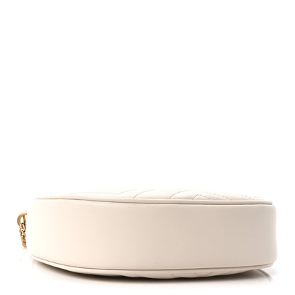 Gucci Calfskin Matelasse Chevron Mini GG Marmont Half Moon Hobo Mystic White 4 of 11