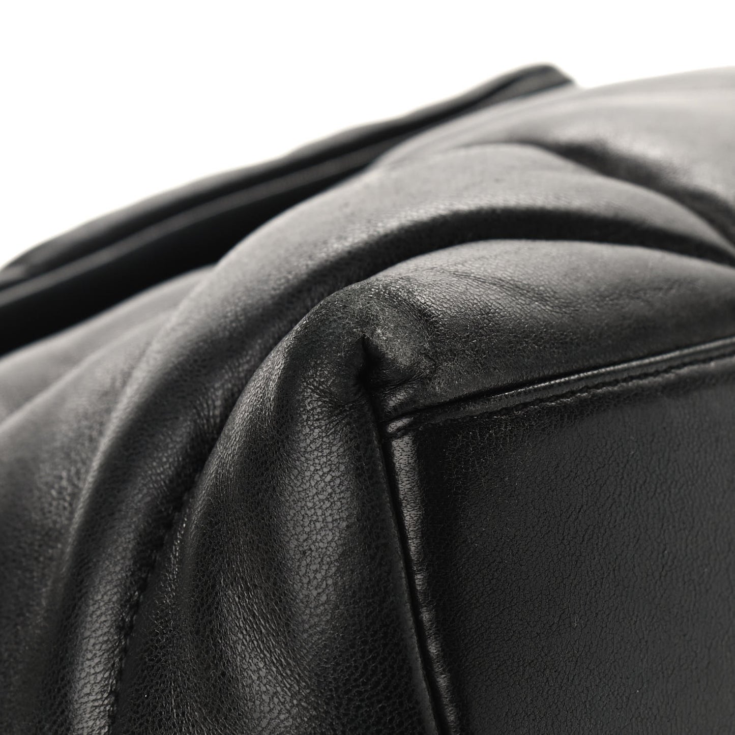 Lambskin Quilted Medium Loulou Puffer Monogram Chain Satchel Black