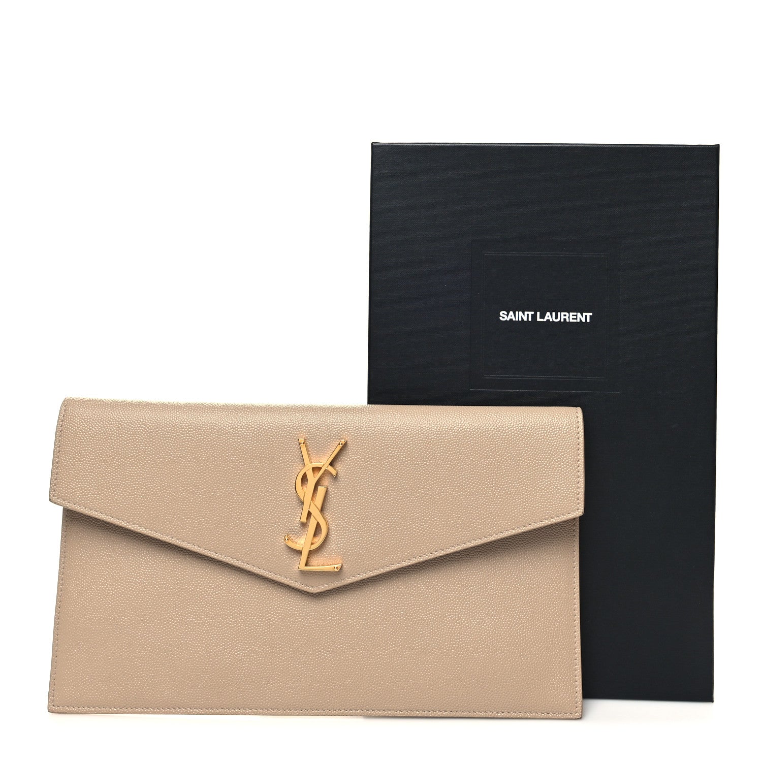 Saint Laurent Grain De Poudre Uptown Pouch Dark Beige 10 of 10