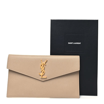 Saint Laurent Grain De Poudre Uptown Pouch Dark Beige 10 of 10