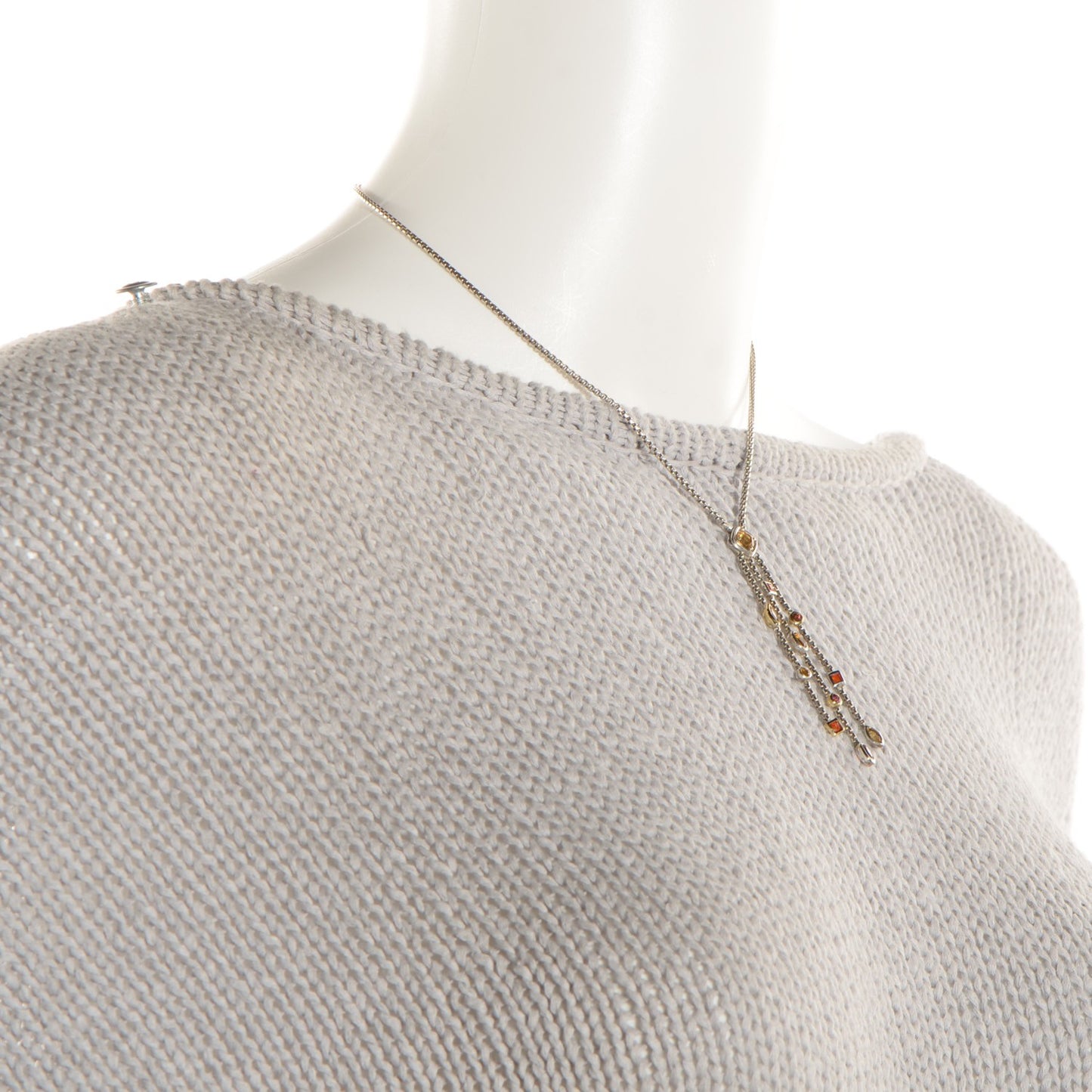 Sterling Silver 18K Yellow Gold Citrine Garnet Tourmaline Peridot Confetti Necklace
