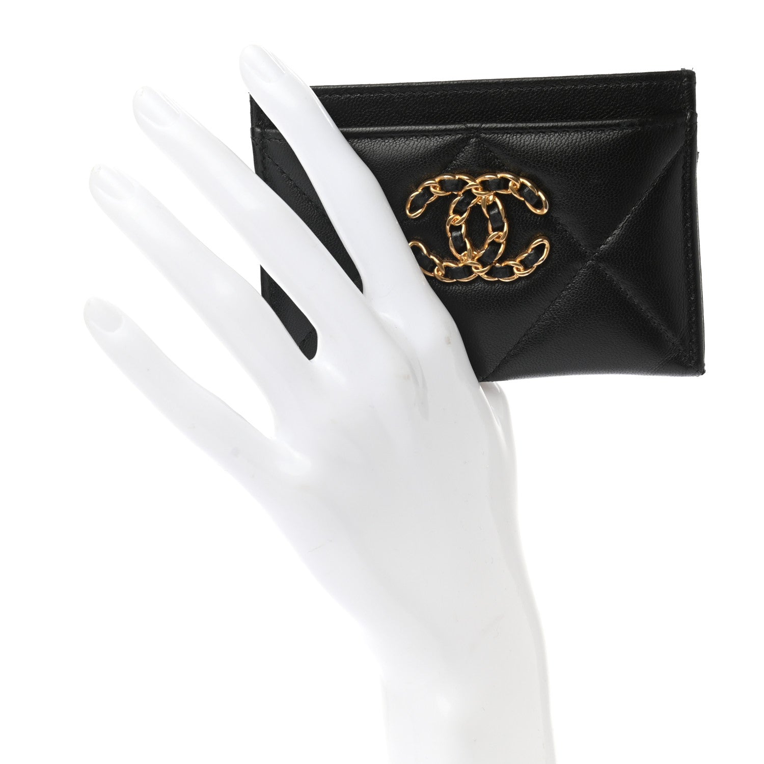 Chanel Lambskin Quilted Chanel 19 Card Holder Black 7 of 22