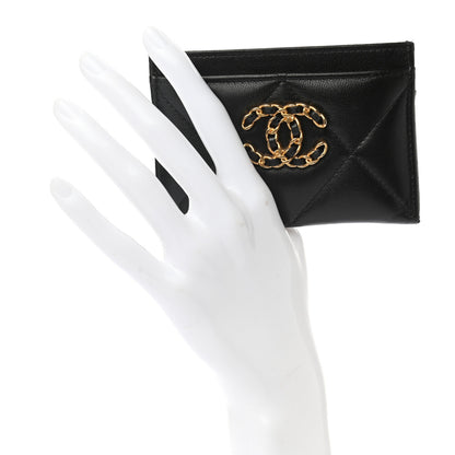 Chanel Lambskin Quilted Chanel 19 Card Holder Black 7 of 22