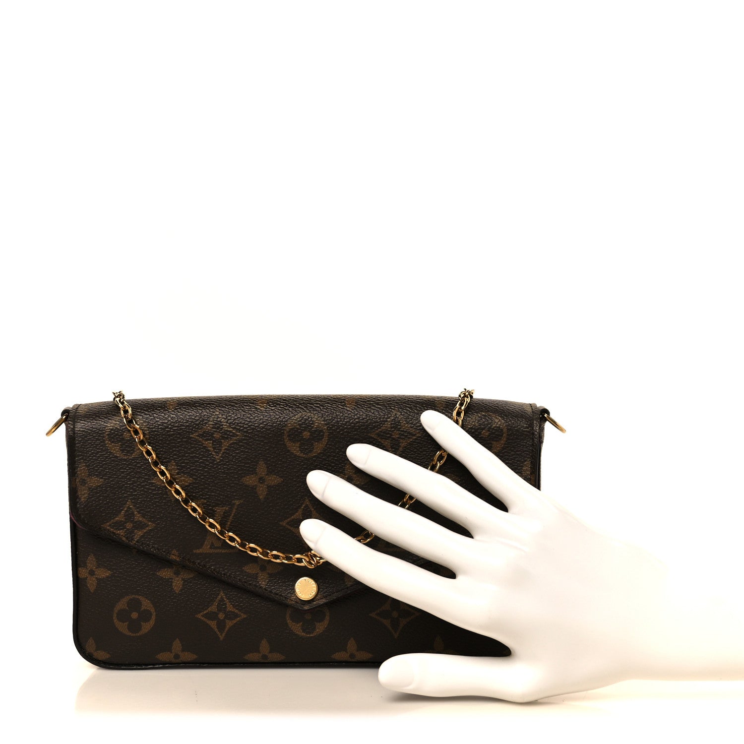 Louis Vuitton Monogram Pochette Felicie Chain Wallet Fuchsia 3 of 17