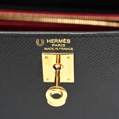 Hermes Epsom Horseshoe Kelly Sellier 25 Black Rouge Grenat 6 of 11