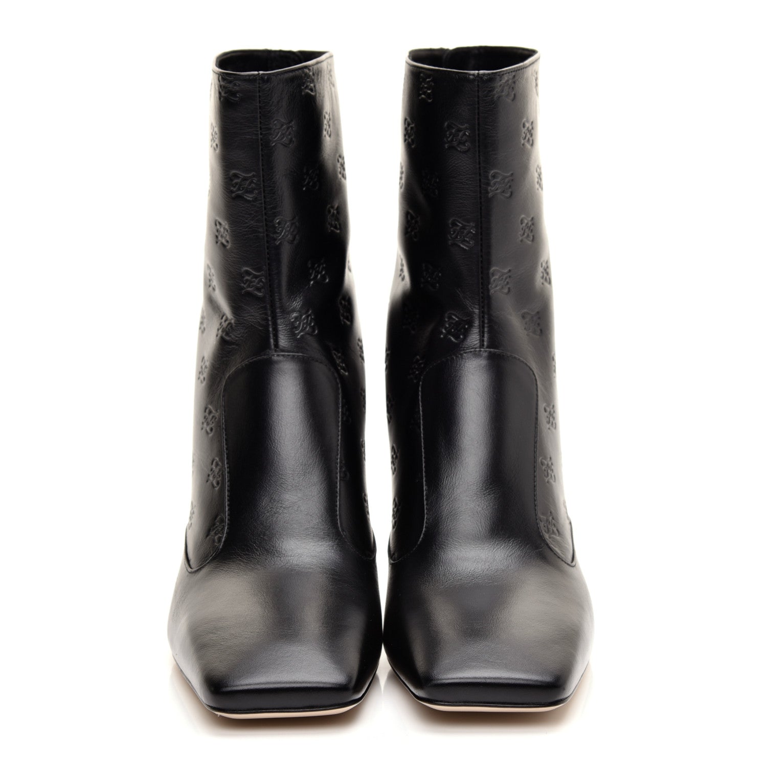 Fendi Vitello Karligraphy Embossed FFreedom Ankle Boots 39 Black 2 of 11