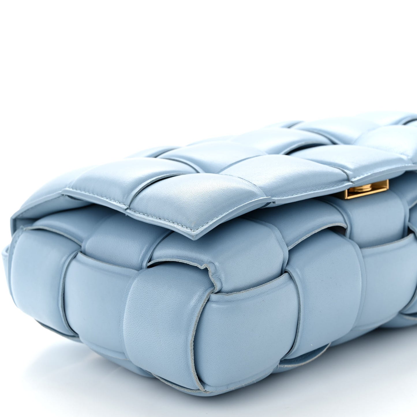 Nappa Maxi Intreccio Padded Cassette Crossbody Bag Ice