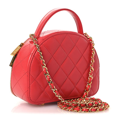 Chanel Lambskin Quilted Small Chic Riviera Top Handle Vanity Case Red 3 of 10