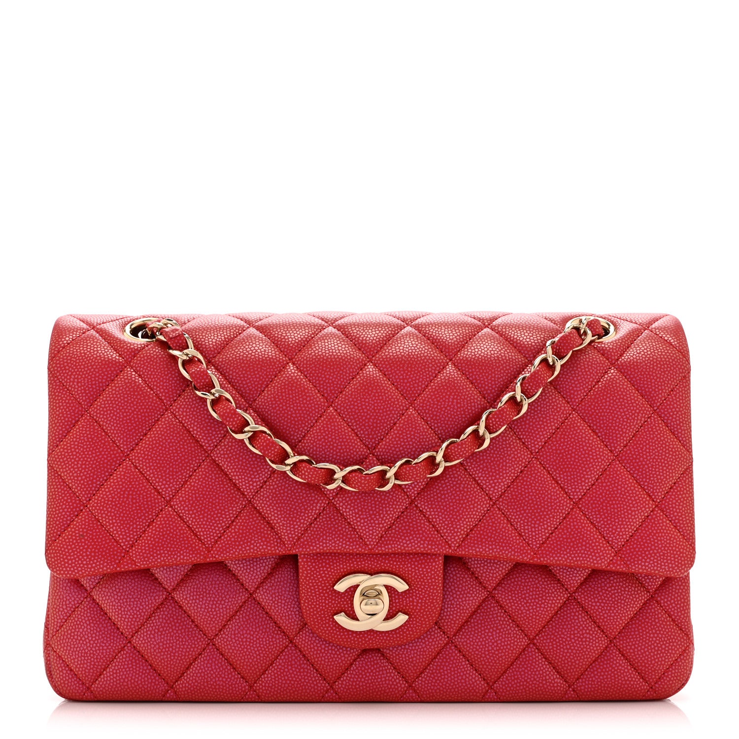 Chanel Iridescent Caviar Quilted Medium Double Flap Red 1 of 10
