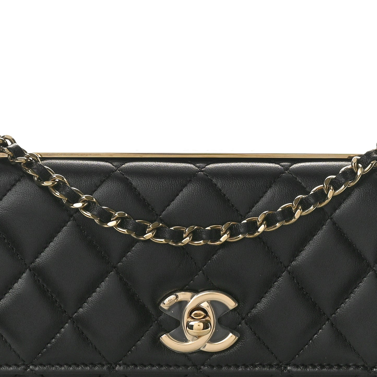 Lambskin Quilted Trendy CC Long Clutch With Chain Black