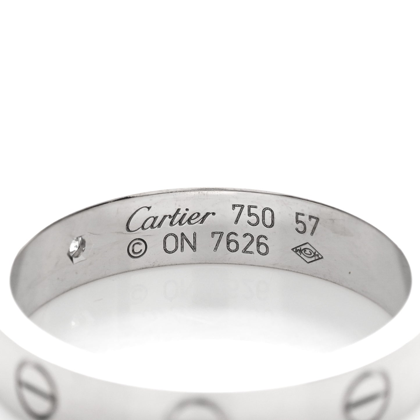 18K White Gold Diamond 4mm LOVE Wedding Band Ring 57 8