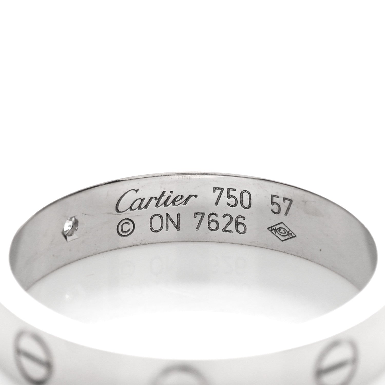 Cartier 18K White Gold Diamond 4mm LOVE Wedding Band Ring 57 8 3 of 4