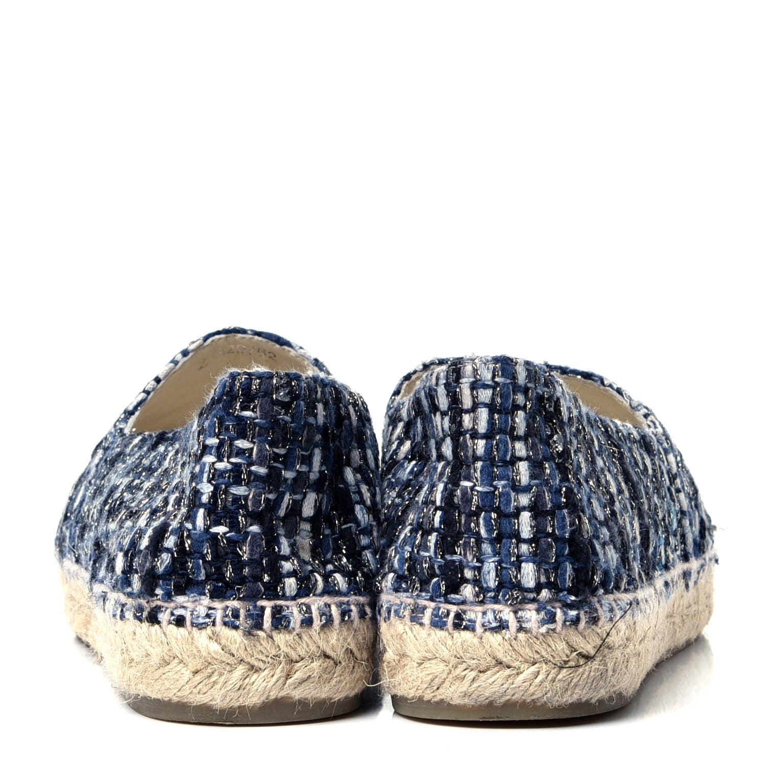 Chanel Metallic Tweed Lambskin CC Espadrilles 42 Blue Black Silver 4 of 5
