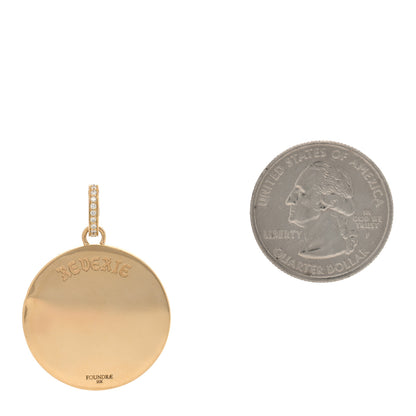 Foundrae 18K Yellow Gold Diamond Enamel Reverie Annex Link Medallion Pendant 2 of 3