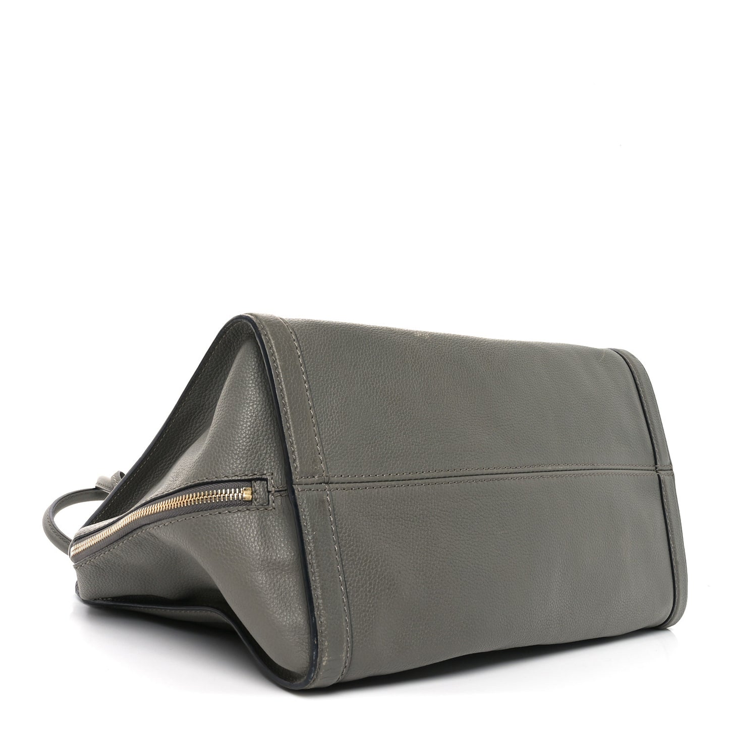 Pebbled Calfskin Large Skull Padlock Zip Around Tote Dark Grey