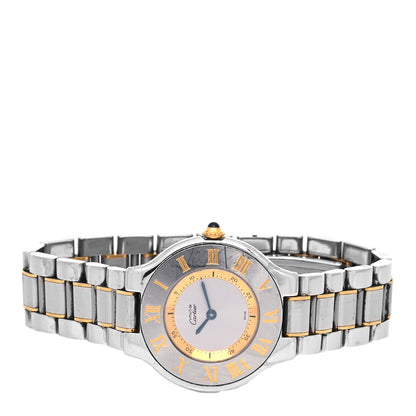 Cartier Stainless Steel 18K Yellow Gold 31mm Must De 21 Quartz Watch 2 of 4
