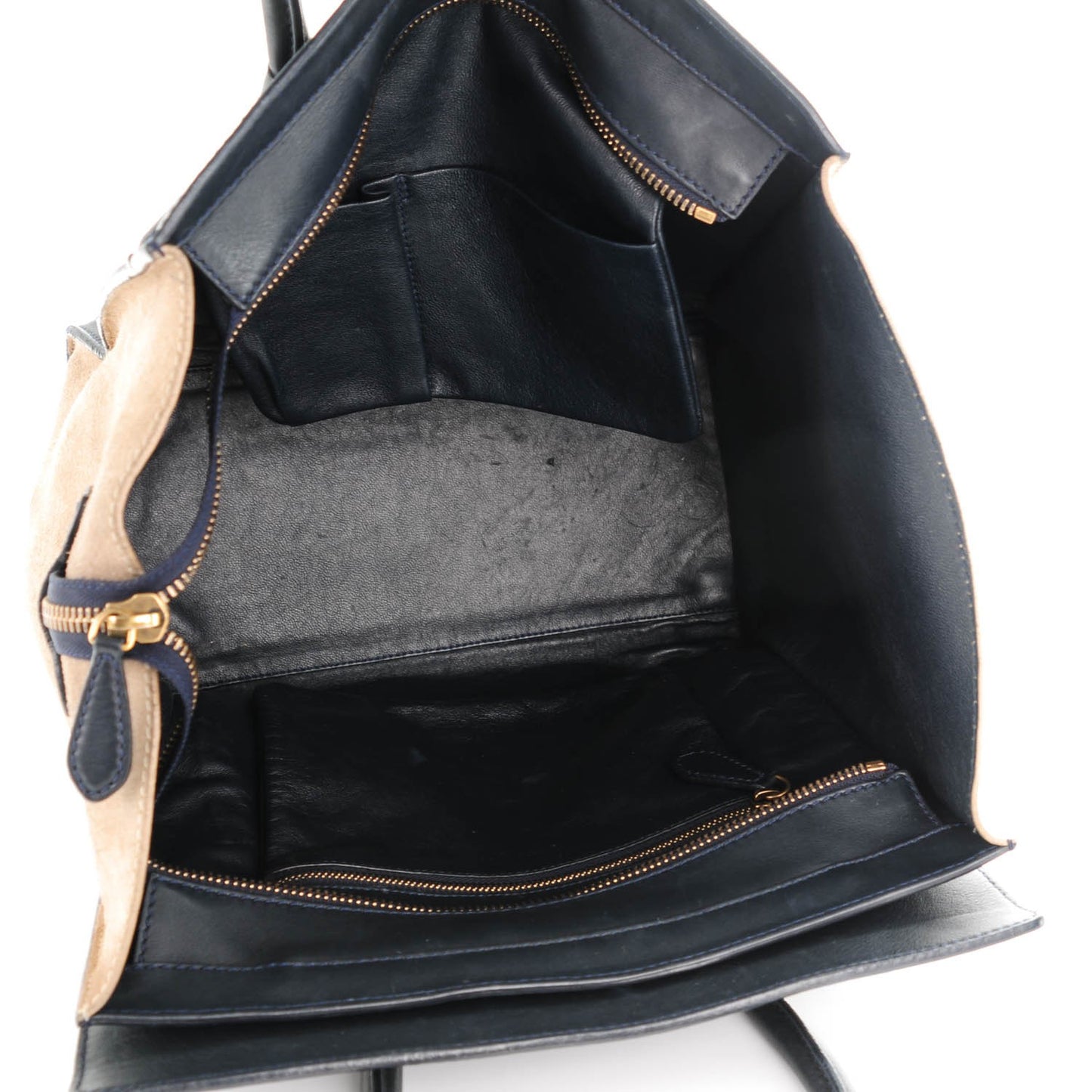 Smooth Calfskin Suede Mini Bi-Color Luggage Navy Dune