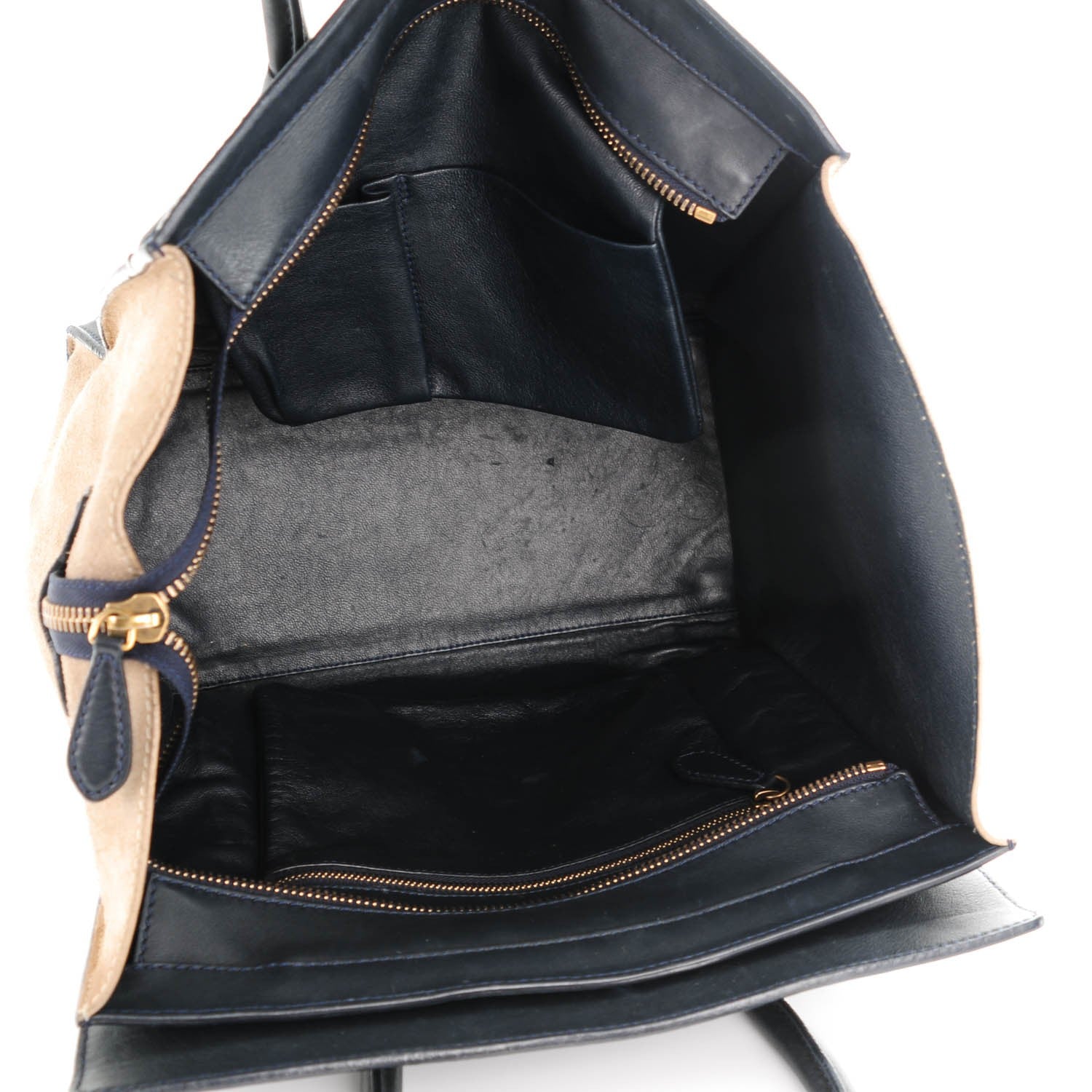 Celine Smooth Calfskin Suede Mini Bi-Color Luggage Navy Dune 5 of 8