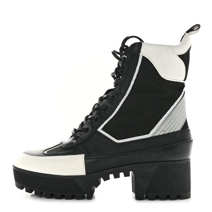 Louis Vuitton Calfskin Technical Nylon Laureate Platform Desert Boot 39 Black White 1 of 10