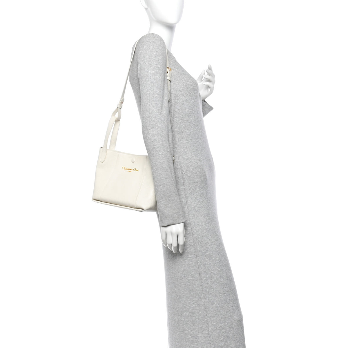 Christian Dior Calfskin Medium Signature Bucket Bag Latte 2 of 12