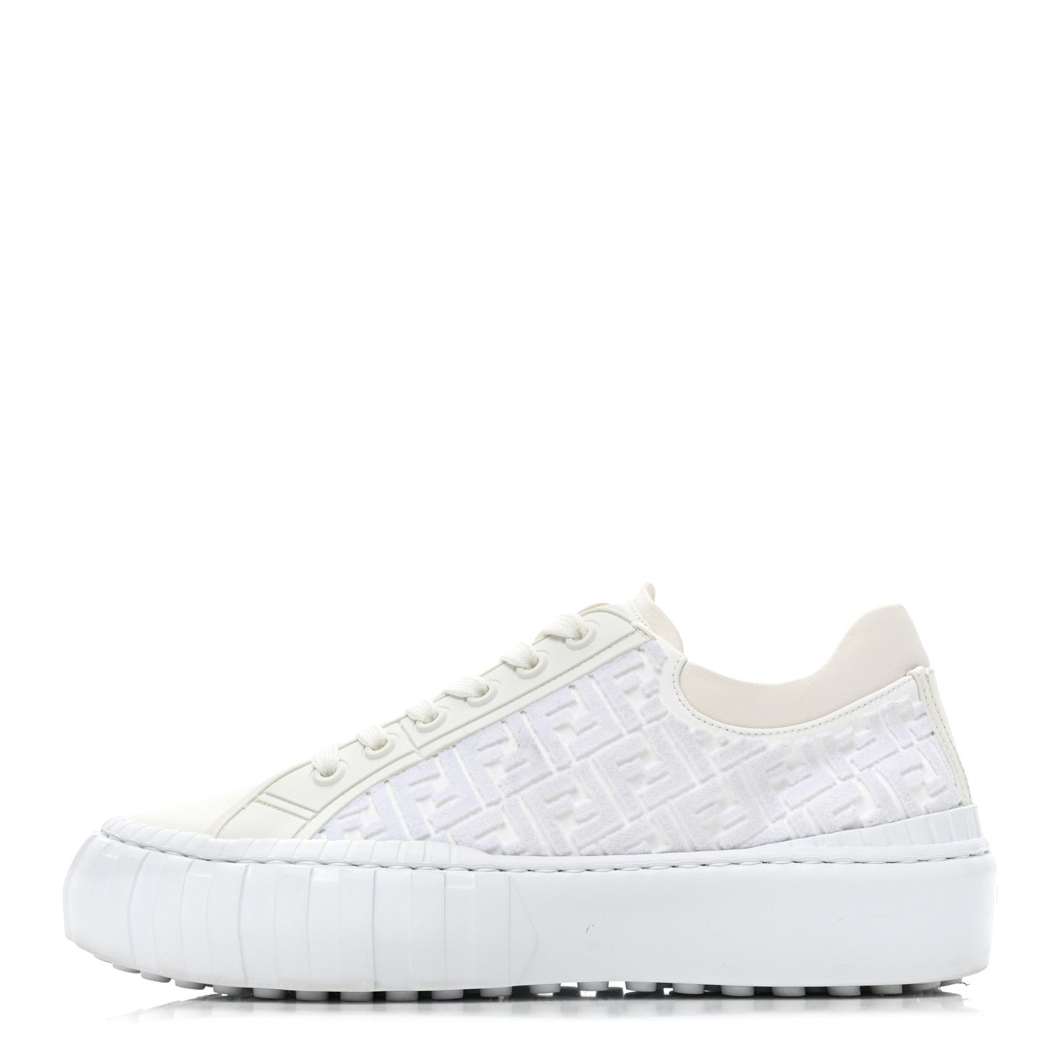 Fendi Velvet FF Calfskin Womens Fendi Force Low Top Sneakers 39 White 1 of 16