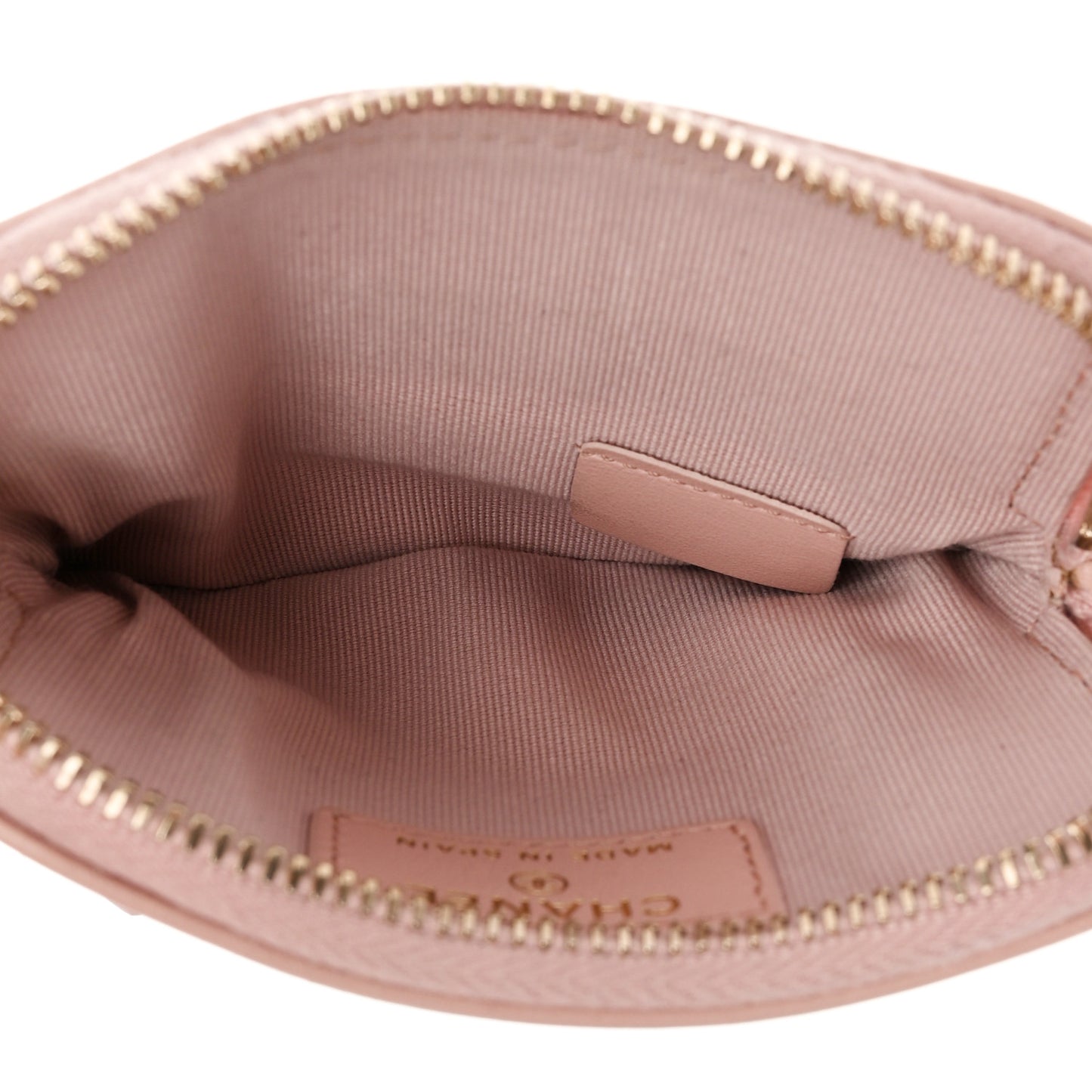 Quilted Chanel 19 Zip Card Holder Wallet Light Pink