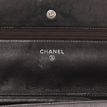 Chanel Metallic Lambskin Quilted Wallet On Chain WOC Dark Grey 6 of 17