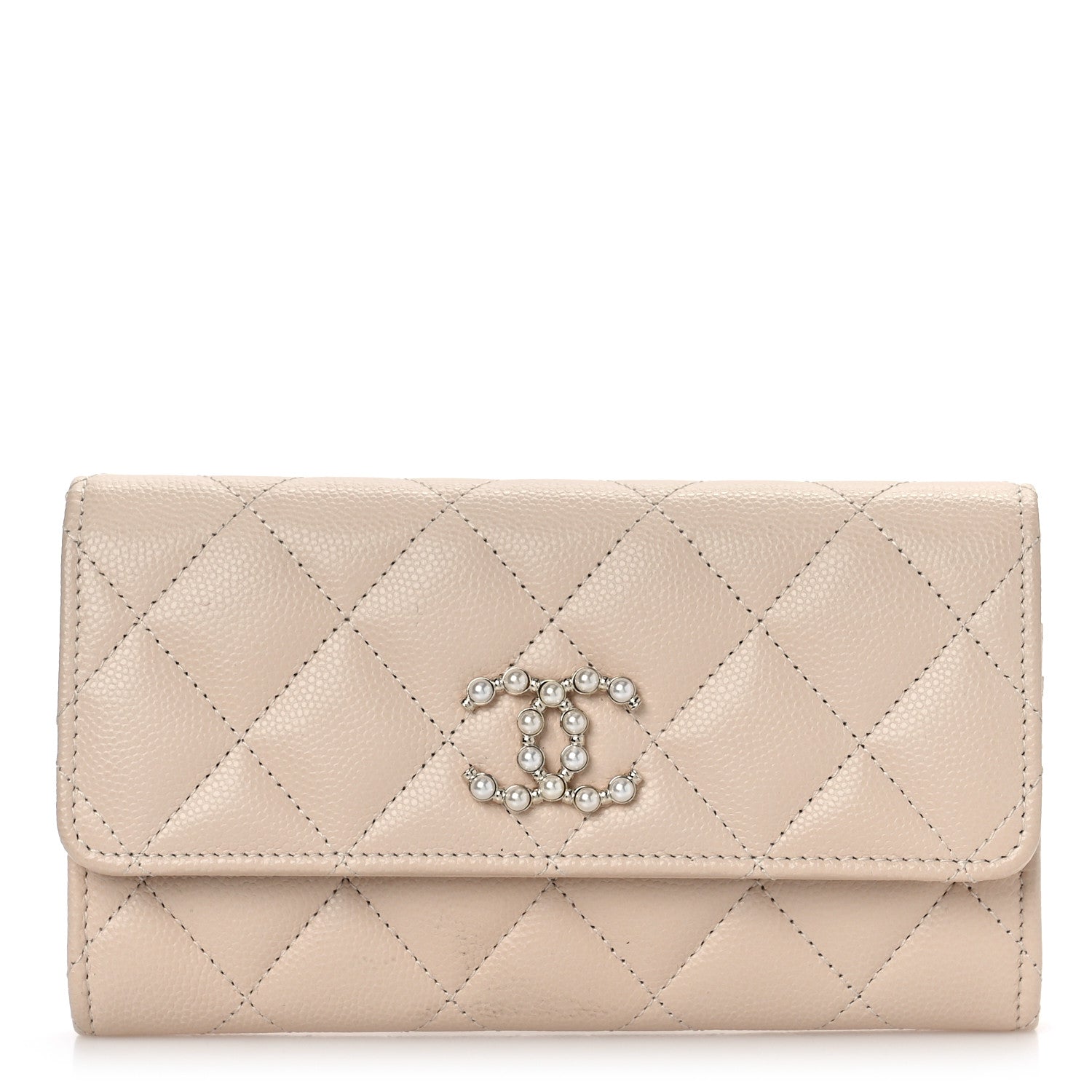 Chanel Caviar Pearl Quilted Coco Candy Wallet Beige 1 of 10