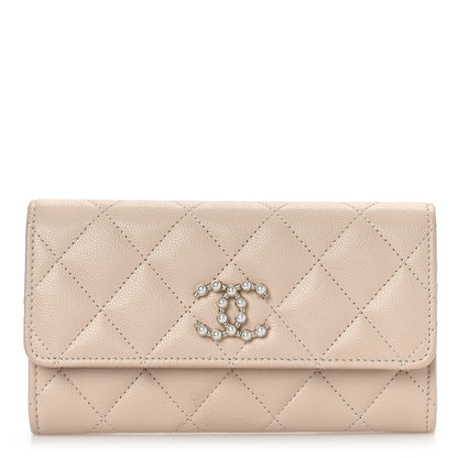 Chanel Caviar Pearl Quilted Coco Candy Wallet Beige 1 of 10