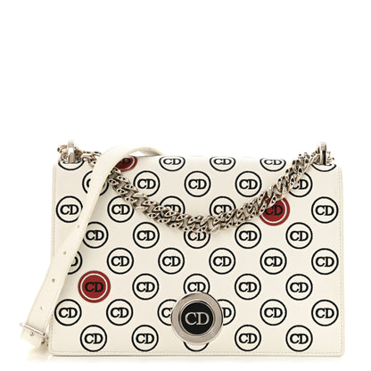 Christian Dior Calfskin Printed Medium Diorama Flap Bag White 1 of 14