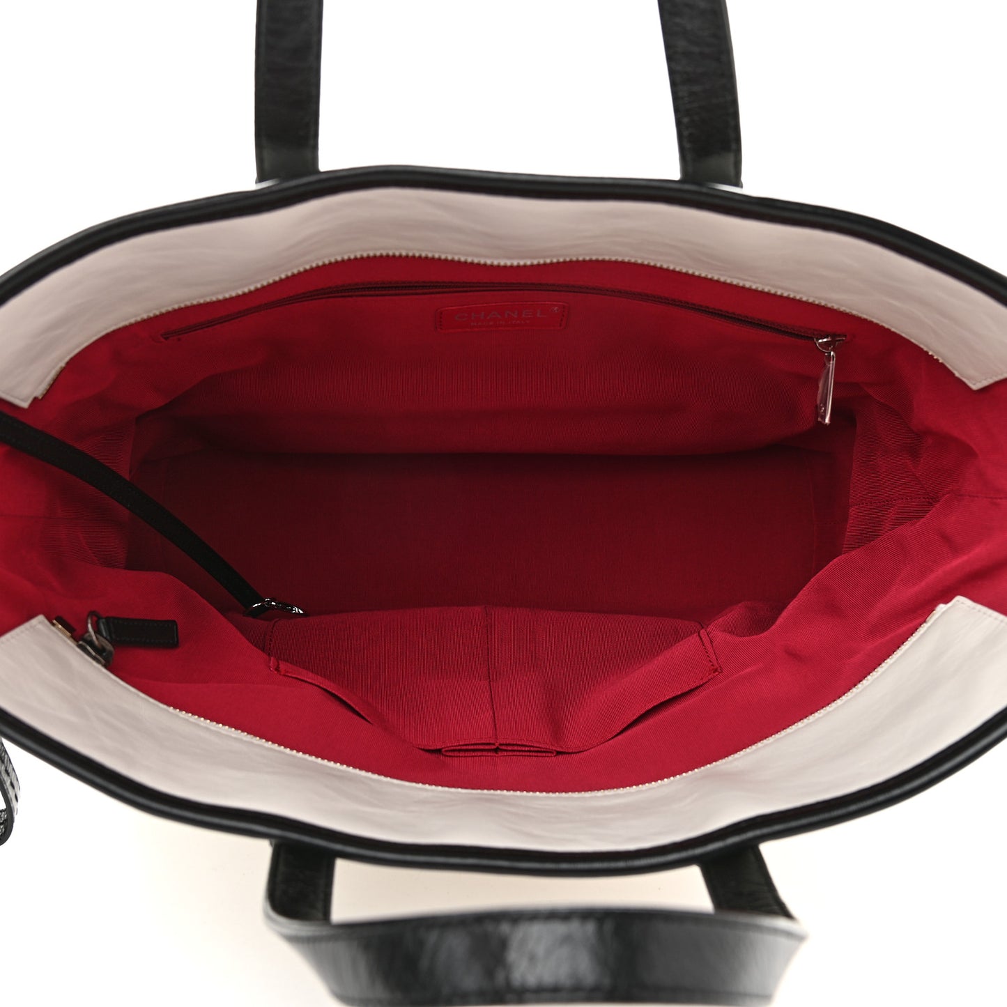 Aged Calfskin Quilted Large Gabrielle Shopping Tote White Black