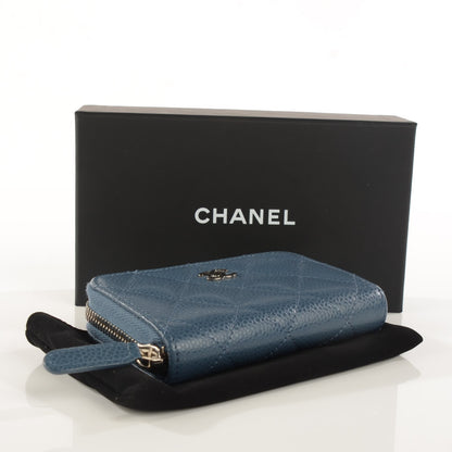 Chanel Caviar Quilted Zip Coin Purse Blue 4 of 7