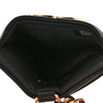 Chanel Lambskin Quilted Glitter Card Holder On Chain Black 5 of 8