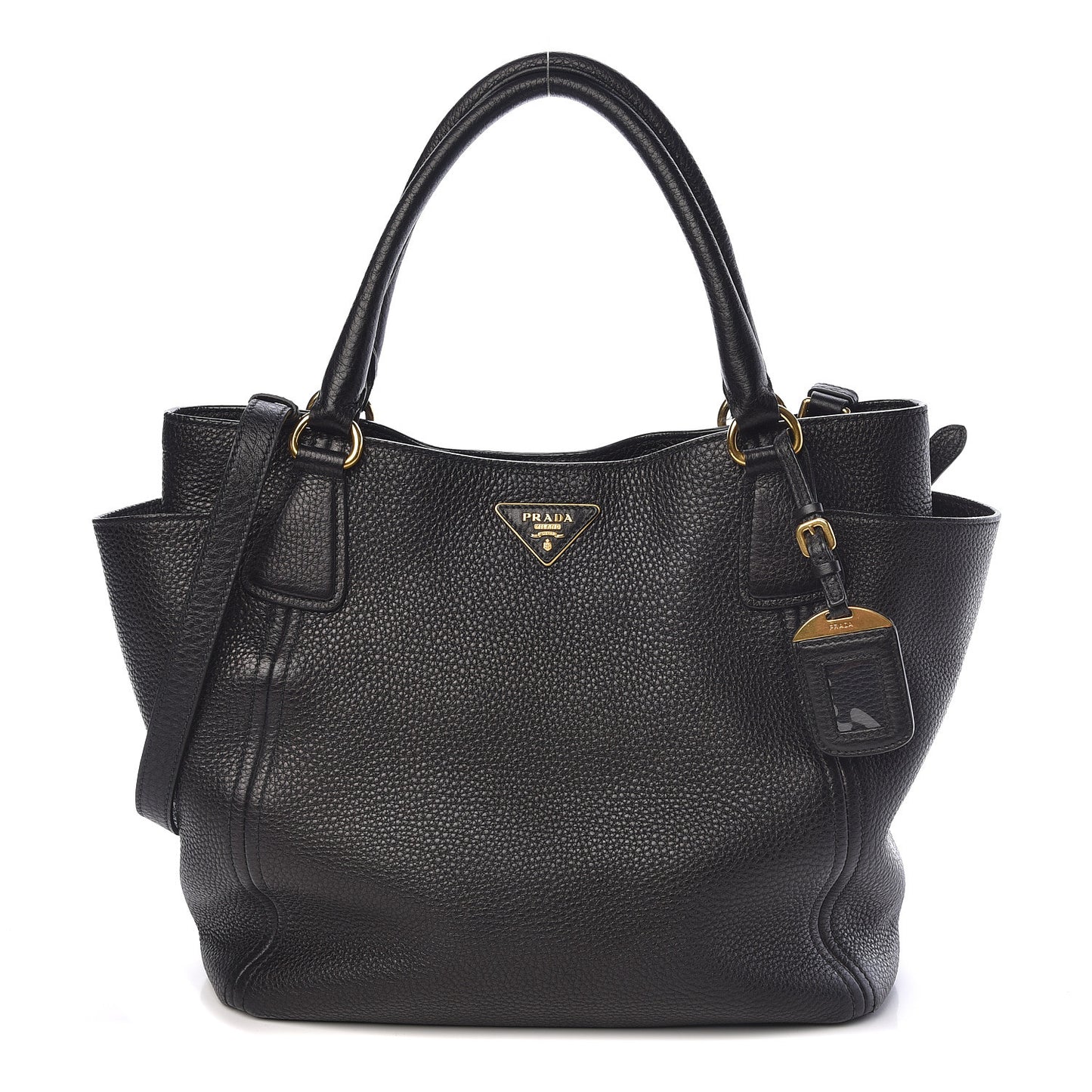 Vitello Daino Side Pocket Tote Black
