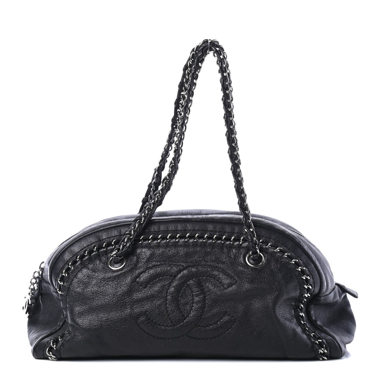 Goatskin Medium Luxe Ligne Bowler Black