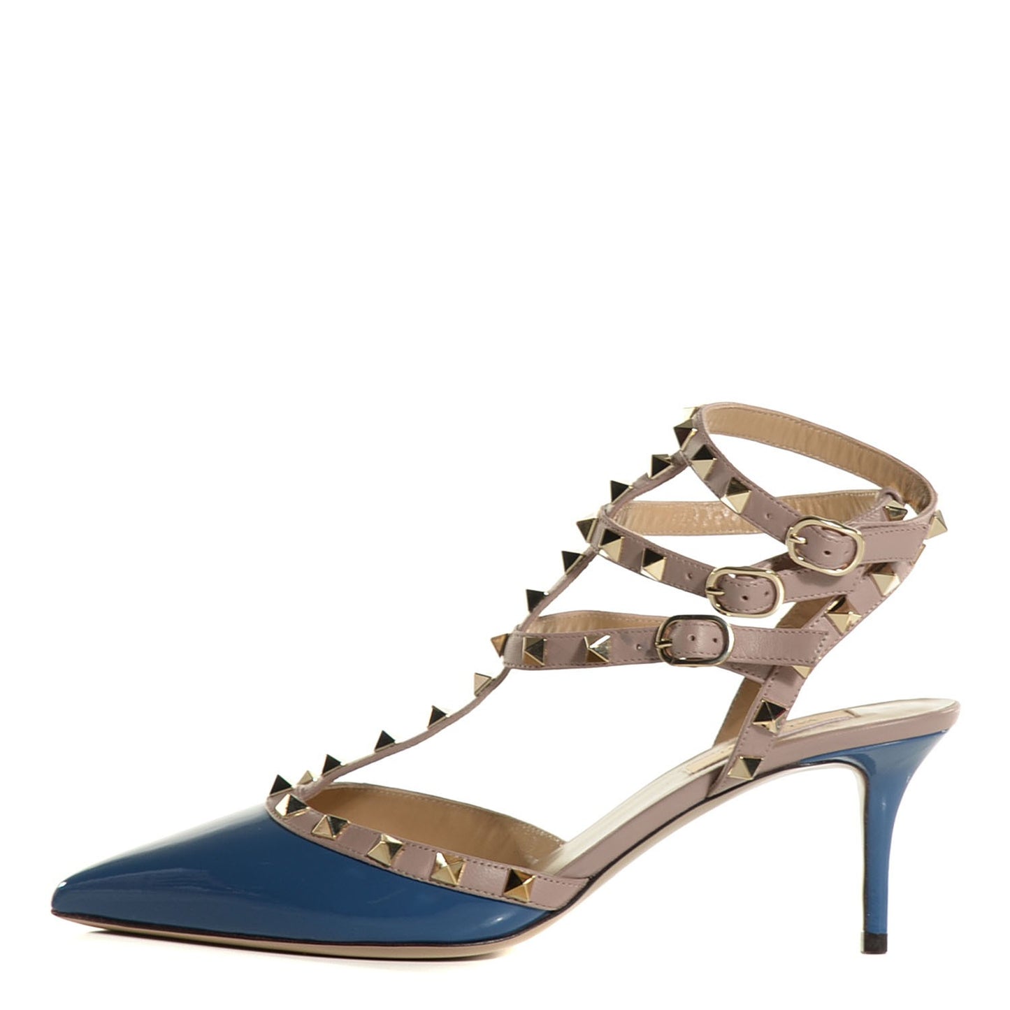 Patent Rockstud Ankle Strap 65mm Pumps 39 Indaco Poudre