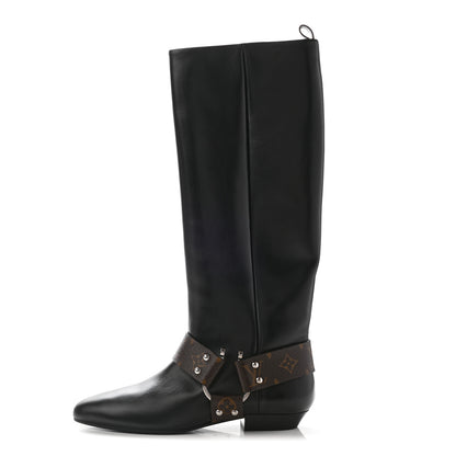 Louis Vuitton Calfskin Monogram Rhapsody High Boots 39 Black 1 of 11