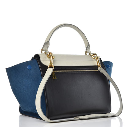 Celine Bullhide Calfskin Nubuck Small Tri-Color Trapeze White 3 of 13