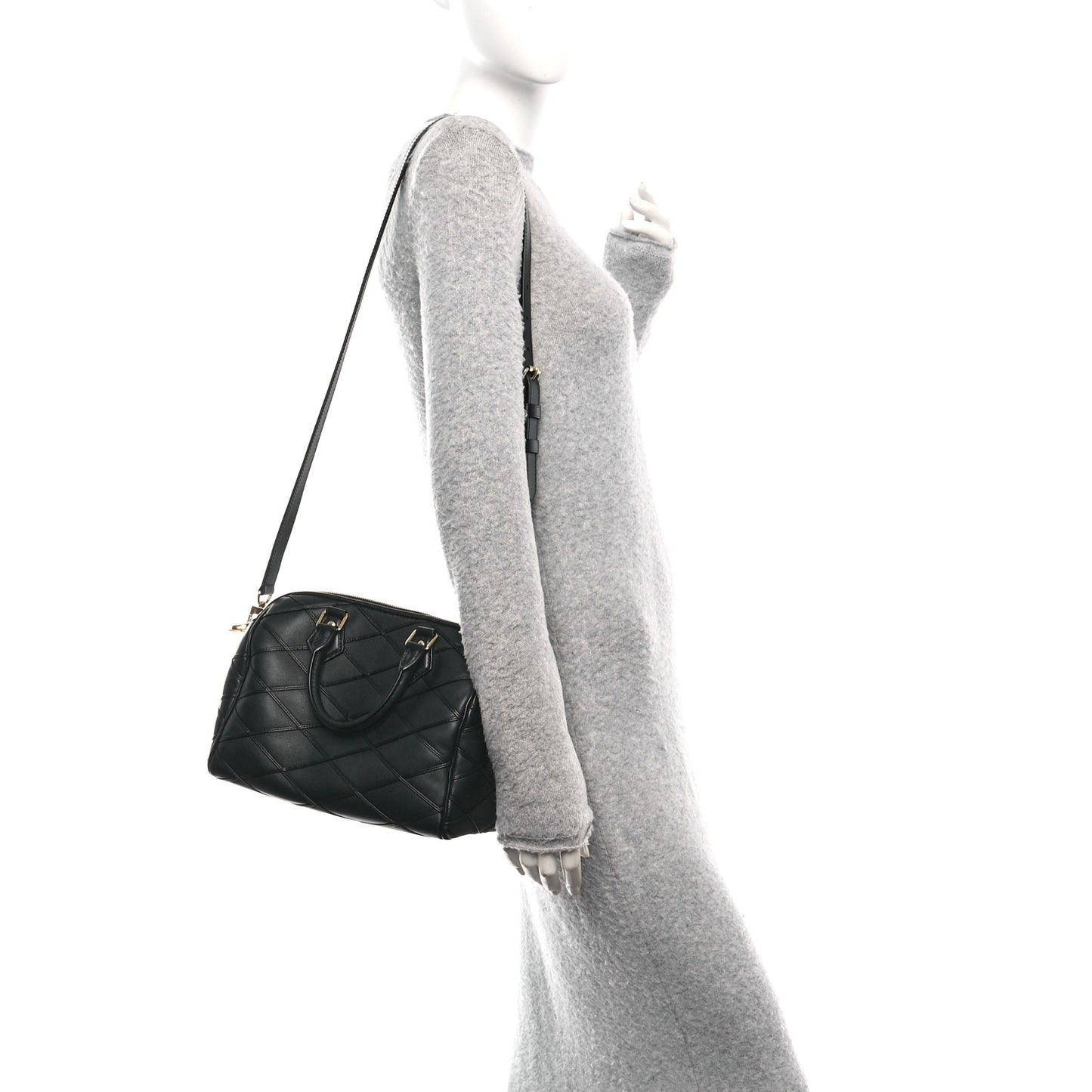 Lambskin Malletage Speedy Bandouliere 25 Black