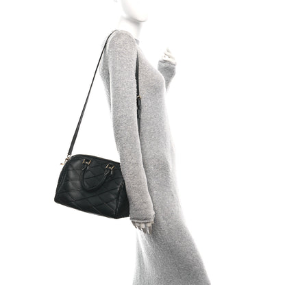 Louis Vuitton Lambskin Malletage Speedy Bandouliere 25 Black 2 of 11