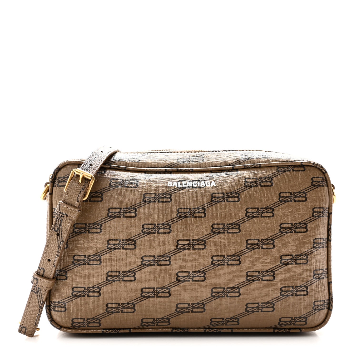 Balenciaga Coated Canvas BB Monogram Medium Signature Camera Bag Beige Brown 1 of 10