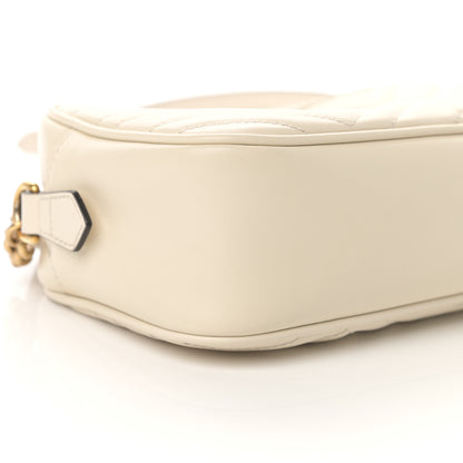 Gucci Calfskin Matelasse Small GG Marmont Chain Shoulder Bag White 9 of 14