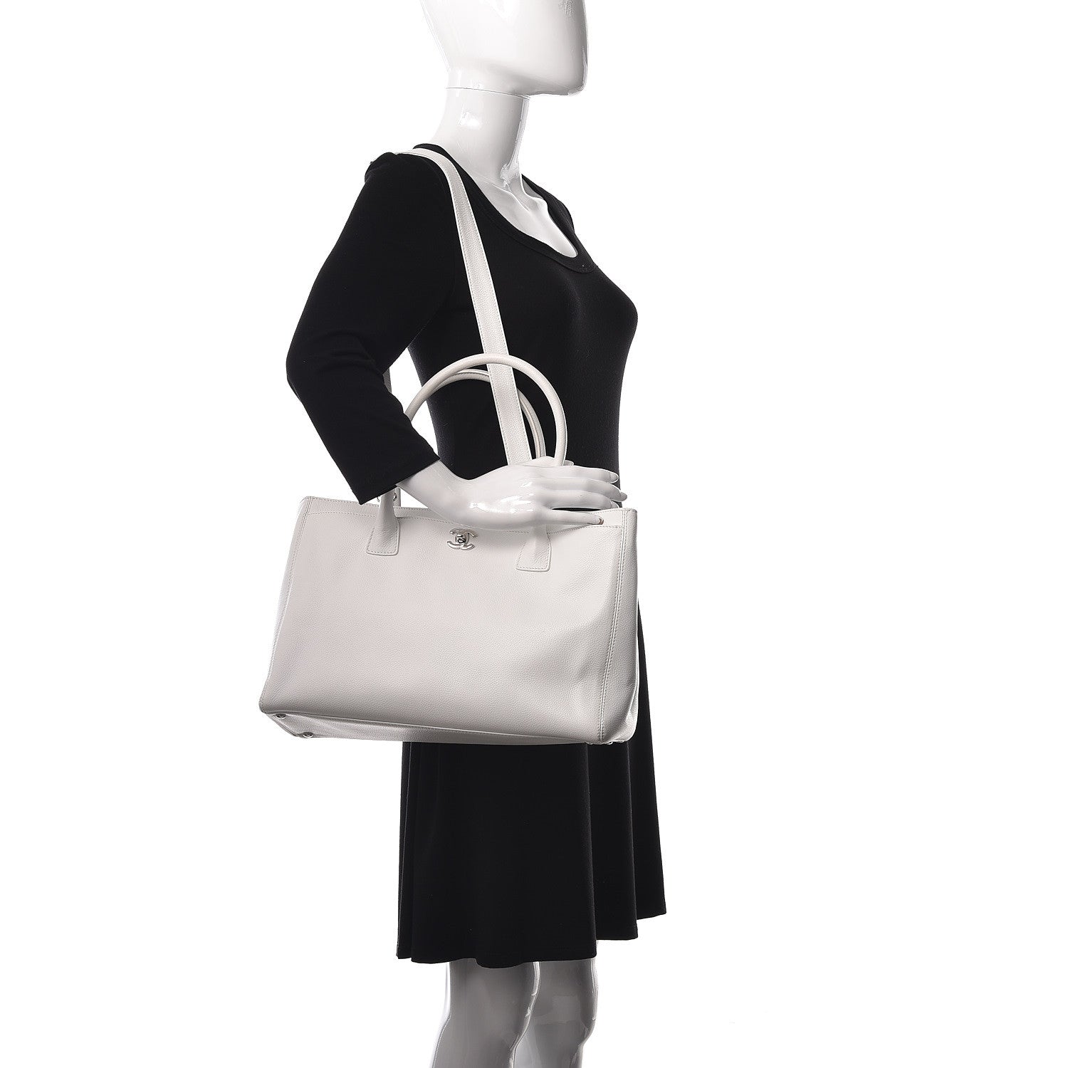Chanel Calfskin Cerf Executive Shopper Tote White 2 of 17