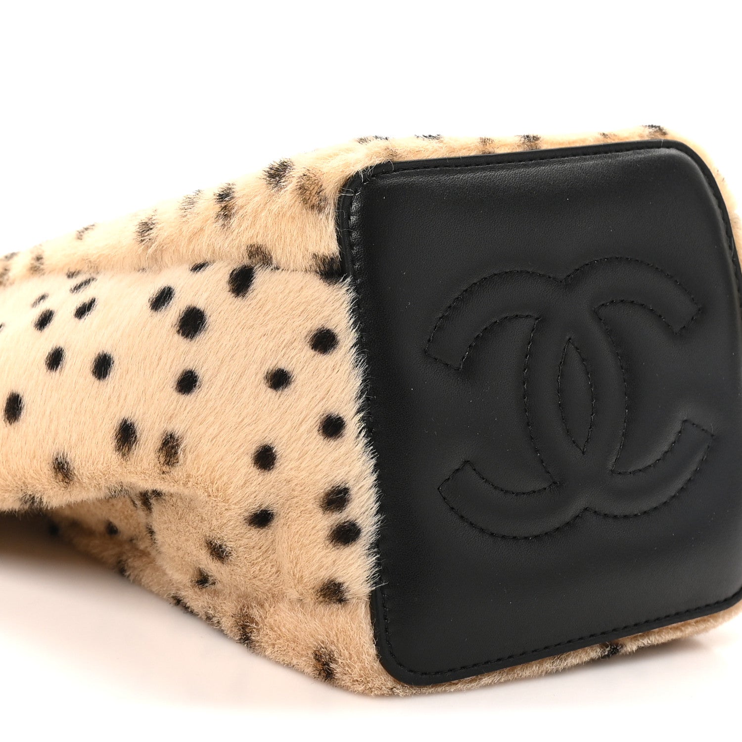 Chanel Pony Hair Cheetah Printed CC Chain Bucket Bag Light Beige Black 8 of 10