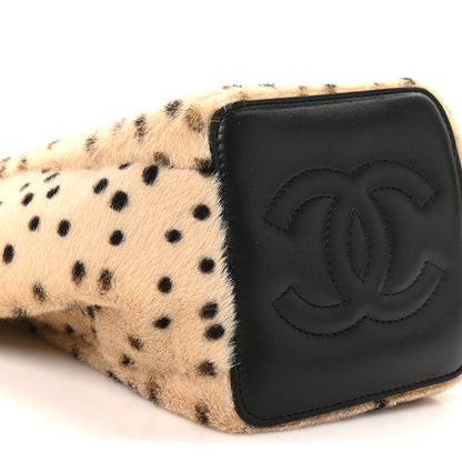 Chanel Pony Hair Cheetah Printed CC Chain Bucket Bag Light Beige Black 8 of 10