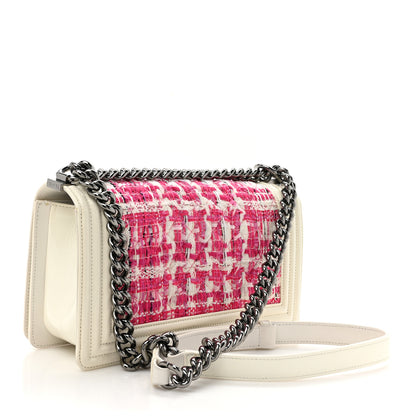 Chanel Patent Tweed Medium Boy Flap White 3 of 13