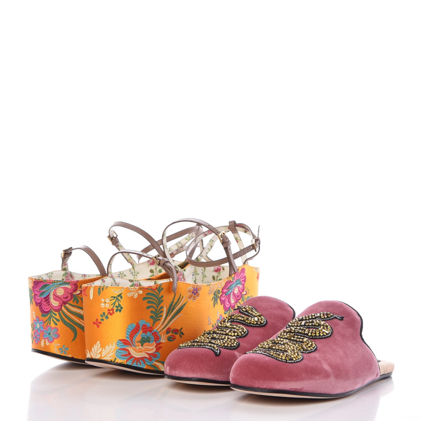 Velvet Silk Embellished Platform Detachable Slide 37 Tibet Red