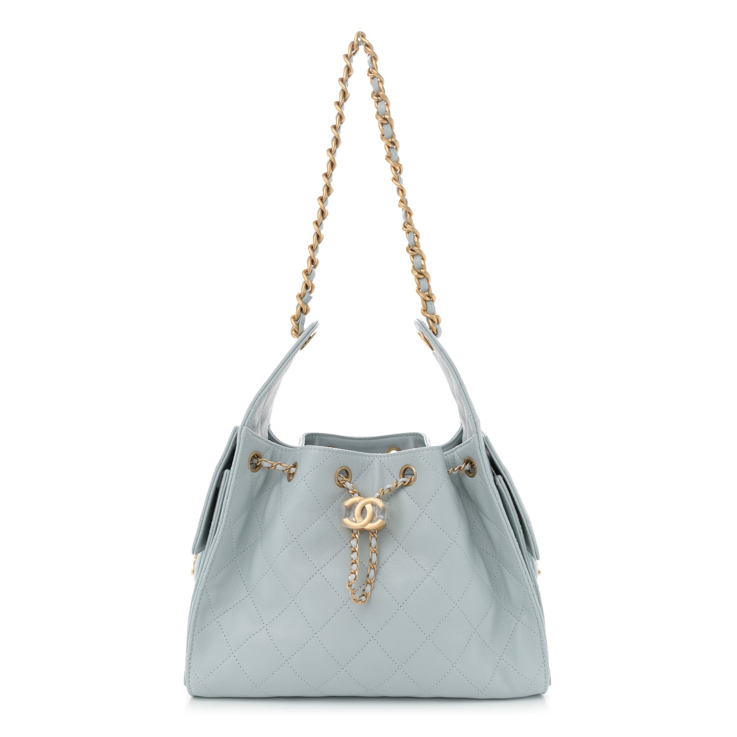 Caviar Quilted Small Chanel 25 Handbag Light Blue