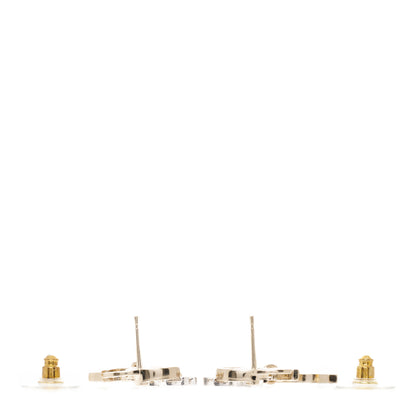 Chanel Crystal Pearl Double CC Drop Earrings Gold Silver 3 of 5