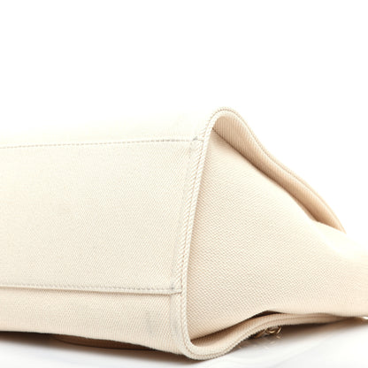 Chanel Canvas Pearl Medium Deauville Tote Ecru Beige 9 of 11